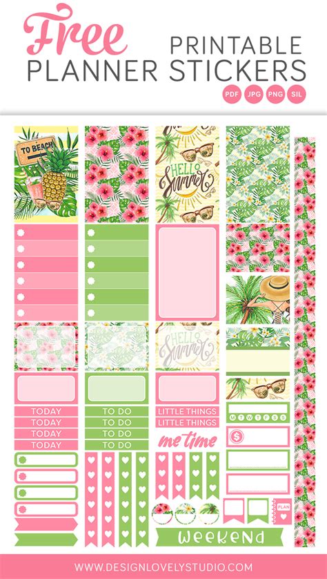 Free Printable Tropical Summer Planner Stickers — Design Lovely Studio