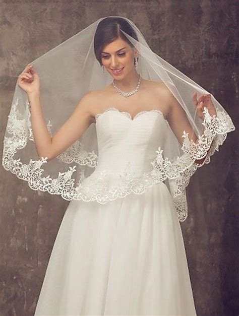 1t Cathedral White Ivory Elegant Soluble Lace Edge Long Bride Wedding Veil 2049965 Weddbook