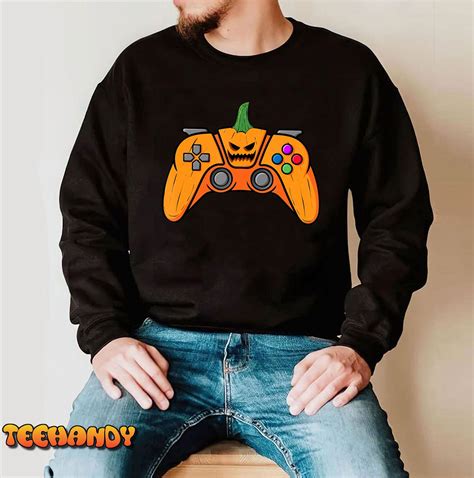 Halloween Video Game Controller With Pumpkin Face Gaming T Shirt