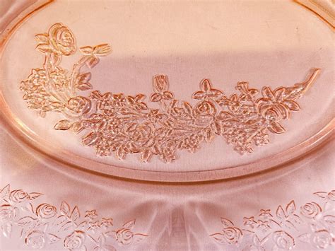 Vintage Pink Depression Glass Cabbage Rose 12 5 Oval Platter By Federal Glass 4582291703