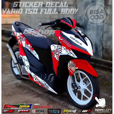 Jual Stiker Decal Vario Full Body Variasi Tulisan Dan Warna Merah