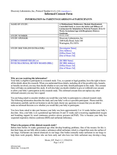 Fillable Online Ppd Informed Consent Form Master Template Fax Email