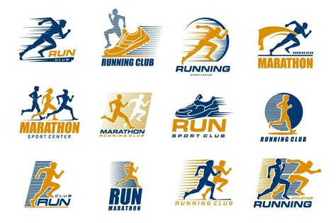 Marathon Run Sport Icons Runner Men And Women 35203727 Vector Art At