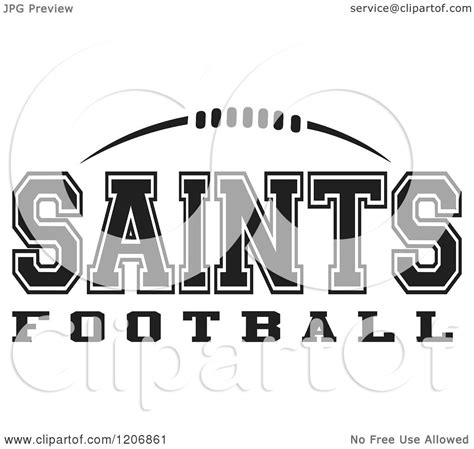 Clipart Of A Black And White American Football And Saints Football Team