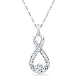 1/4 CT. T.W. Diamond Infinity with Cluster Pendant in 10K White Gold | Zales