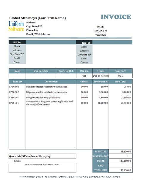 Law Firm Invoice Template