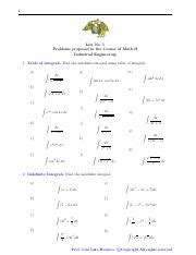 2017 II Ing Indust Calculo II List 01 Pdf 1 List No 1 Problems