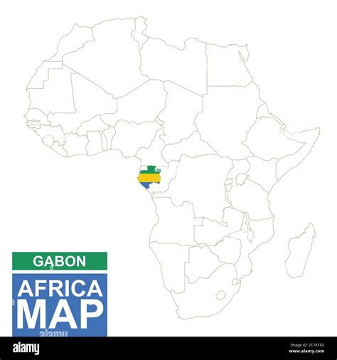 Mapa Contorneado De África Con Gabón Destacado Mapa Y Bandera De Gabón