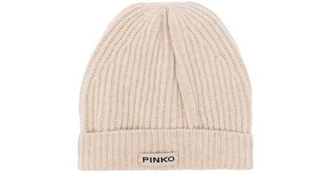 Pinko Logo Patch Beanie Hat In Natural Lyst UK