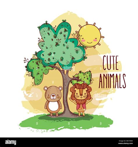 Cute animals in the forest Stock Vector Image & Art - Alamy