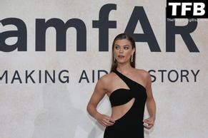 Nina Agdal Sexy Seen Showing Off Her Hot Legs Wearing A Black Dress At The Amfar Gala In Cannes