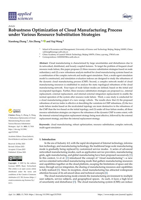 PDF Robustness Optimization Of Cloud Manufacturing Process Under