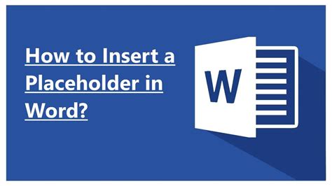 How To Insert A Placeholder In Word 2 Different Types