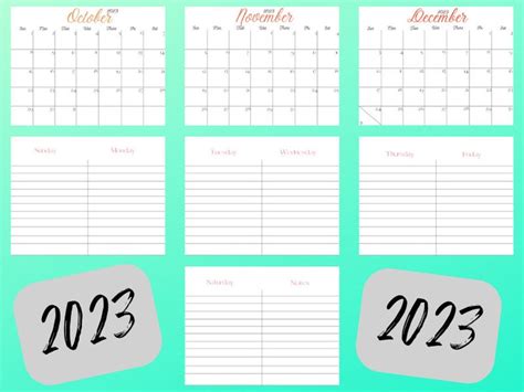 Printable 2023 Calendar Daily Note Sheets Etsy