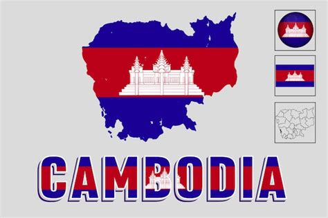 Premium Vector Cambodia Map With A Flag Inside The Map