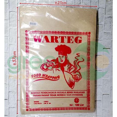 Jual KERTAS NASI BUNGKUS WARTEG MERAH 27X37CM ISI 100LBR BESAR KERTAS