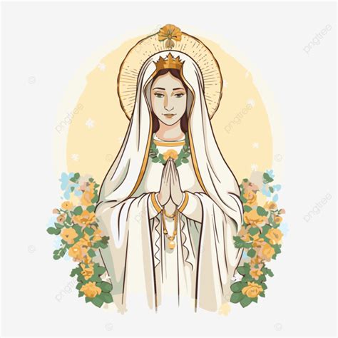 Our Lady Of Fatima Vector Sticker Clipart The Mary In White Dress