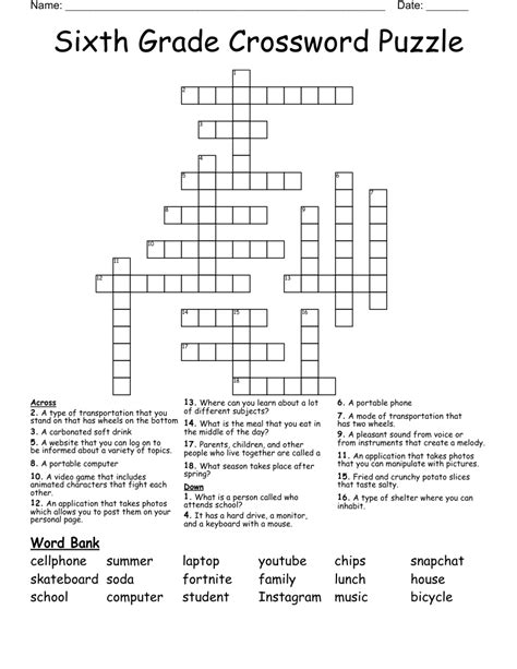 Crossword Puzzles For Second Grade