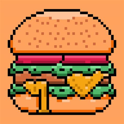 Hamburger Burger Cheeseburger Food Sandwich Pixel Art Style Vector