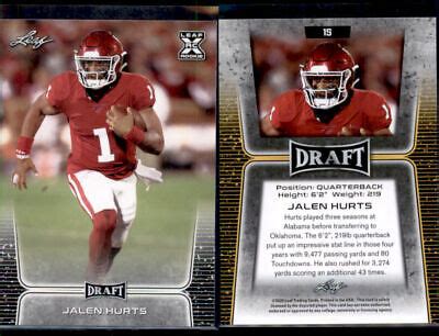 Leaf Draft Football Jalen Hurts Oklahoma Sooners Rookie Ebay