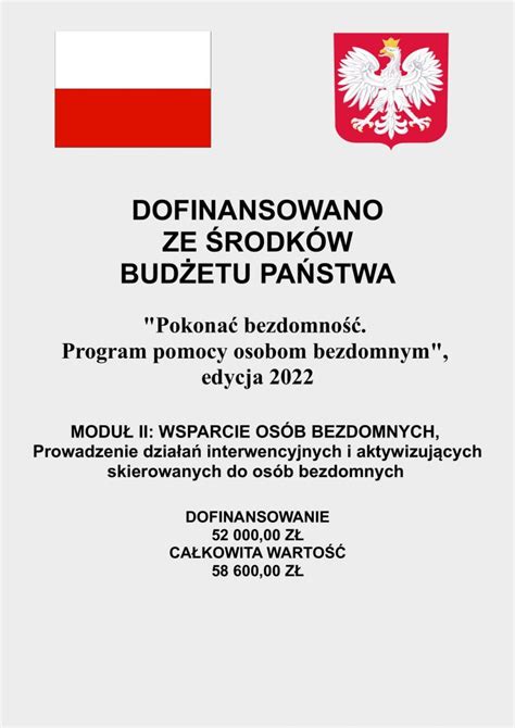 Pokona Bezdomno Program Pomocy Osobom Bezdomnym Schronisko M