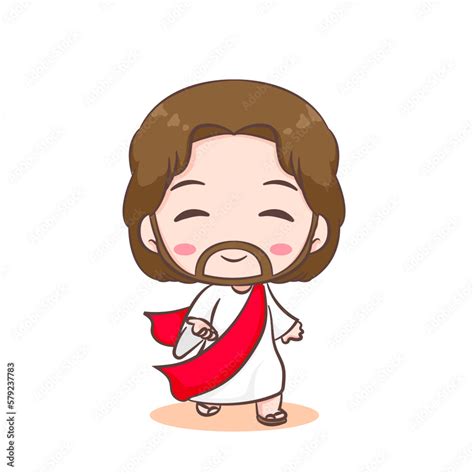 Cute Jesus Christ cartoon character. Hand drawn Chibi character, clip ...