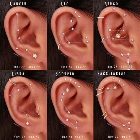 12 Zodiac Constellation Ear Piercing Ideas Constellation Piercings