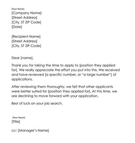 6 Editable Formal Job Rejection Letter Samples [free Templates]