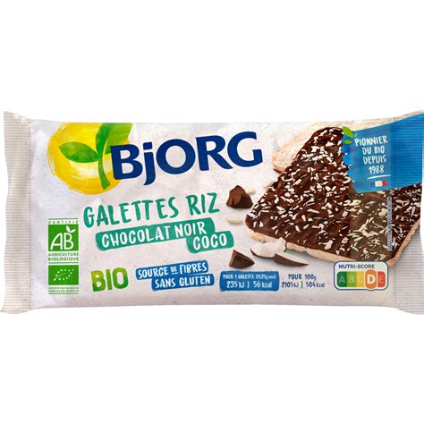 Bjorg Fines Galettes De Riz Bio Au Chocolat Noir Et Noix De Coco G