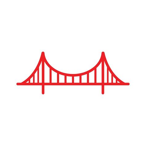 eps10 vector rojo golden gate puente línea arte icono aislado sobre