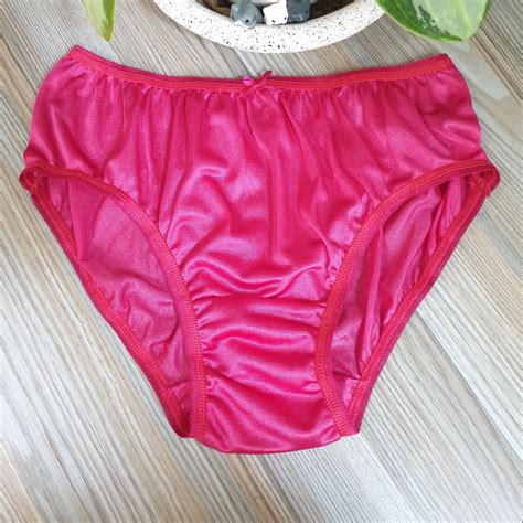 Vintage Slippery Nylon Panty Cherry Red Bikini Soft Brief Size 7 8 Hip 38 42 EBay