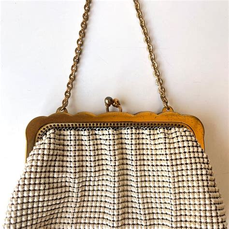 Vintage Whiting And Davis Petite Ivory Mesh Handbag Gem