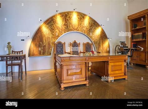 A Grand Old Wooden Government Desk Part Of The Old Furniture