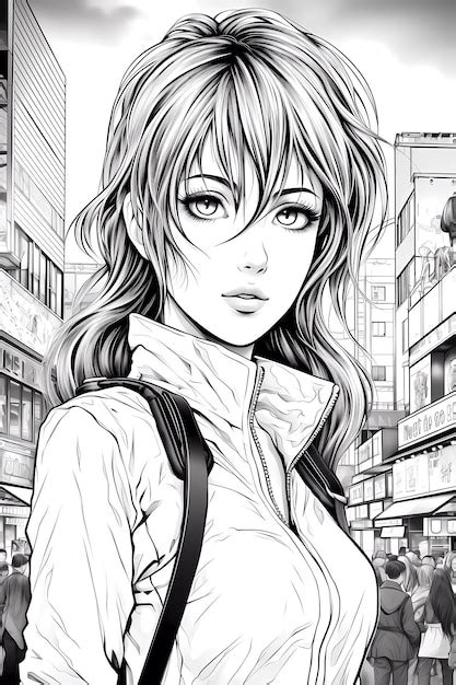 Premium Ai Image Anime Girl Coloring Page Unleash Your Creativity