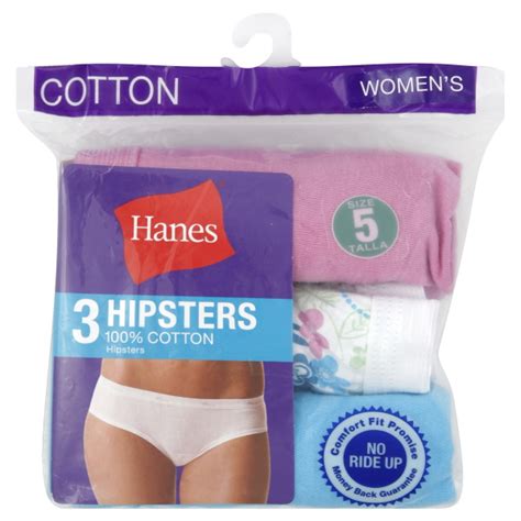 Hanes Womens No Ride Up Cotton Hipsters 3 Pack