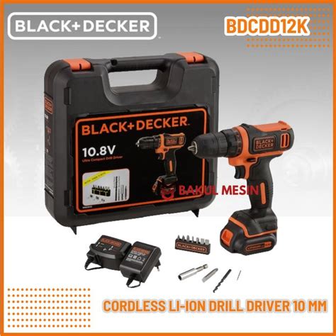 Jual Black Decker Cordless Drill Driver Bor Baterai 10 8 V BDCDD12K Di