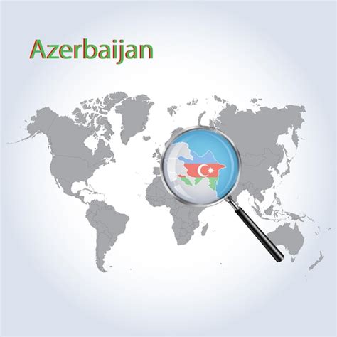 Mapa Ampliado Do Azerbaijão Com A Bandeira Do Azerbaijã Ampliação De Mapas Vector Art Vetor