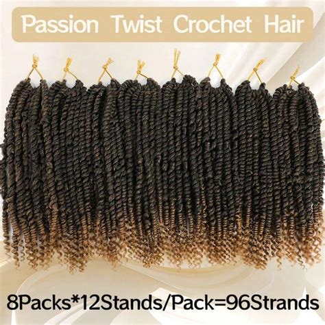 8Packs Passion Twist Hair 10Inch Water Wave Crochet Hair Black Passion