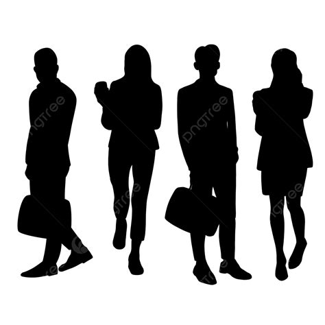 Business Grouped Silhouette Transparent Background Group Silhouette Of