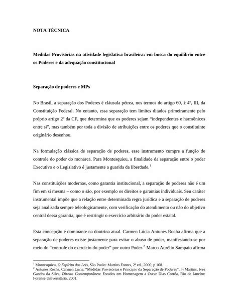 Pdf Nota TÉcnica Os Poderes E Da Adequação Constitucional