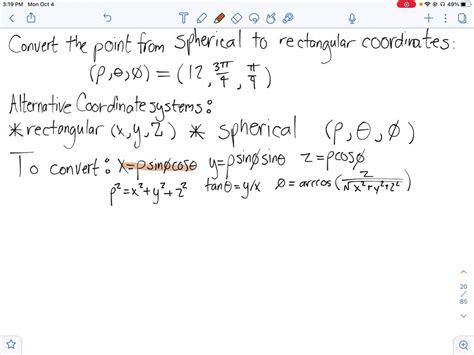 Convert the point from spherical coordinates to rectangular coordinates ...