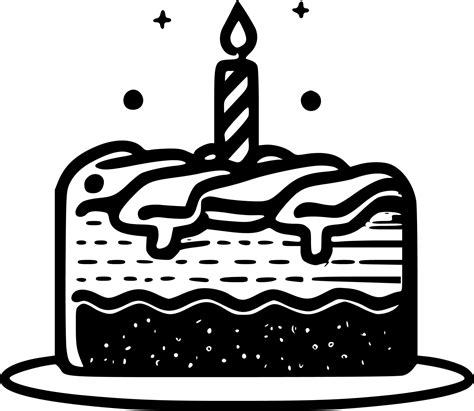 Birthday Cake Black And White Isolated Icon Vector Illustration