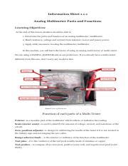 Multimeter Parts and Functions.pdf - Information Sheet 1.1.1 Analog ...