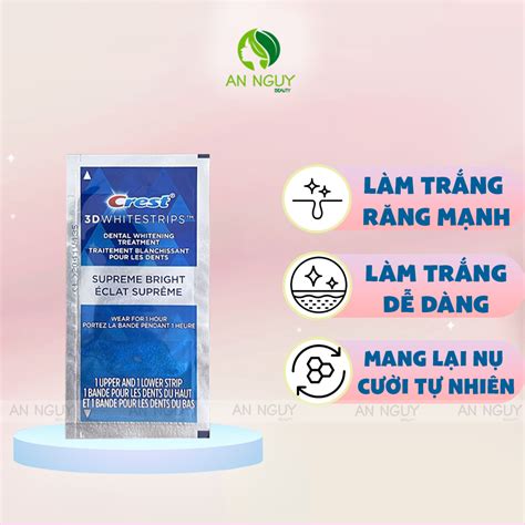 Miếng Dán Trắng Răng Crest 3d White Supreme Bright Levels 24 Whitermiếng Dán Trắng Răng Crest 3d