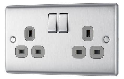 Bg Brushed Steel Light Switches Sockets Full Range Satin Chrome Grey