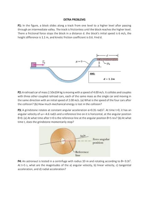 Extra Questions EXTRA PROBLEMS P 1 In The Figure A Block Slides