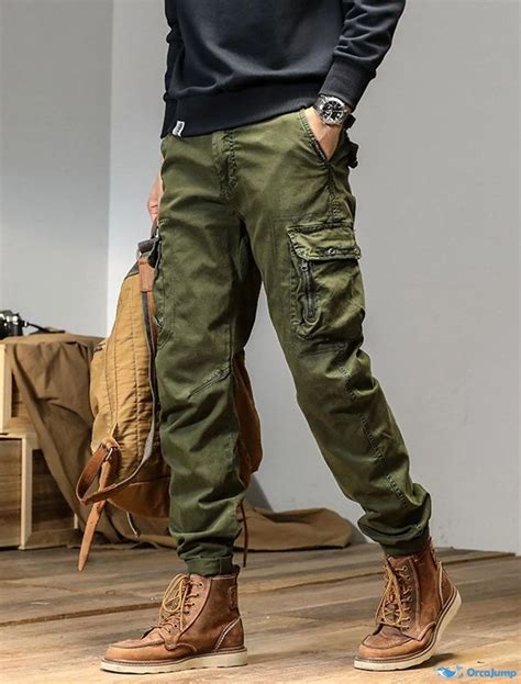 Orcajump Mens Casual Streetwear Cotton Blend Cargo Pants With Multi