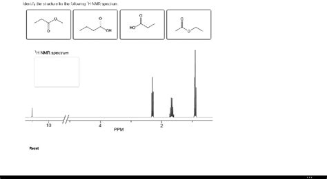 Solved Identify The Structure For The Following 1h Nmr Spectrum