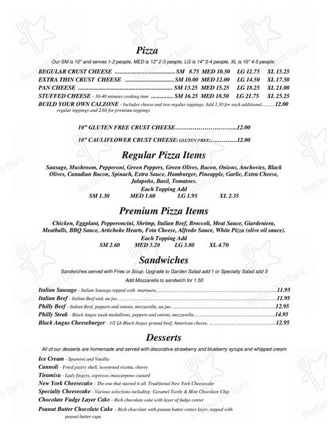 Menu At Sam S On Harlem Pizzeria Machesney Park