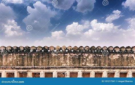 Boundary Wall Of Fort Amer At Jaipur Stock Image Image Of Thick